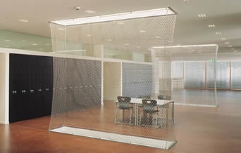 A stainless steel decoration mesh in the office for providing a fashion style.