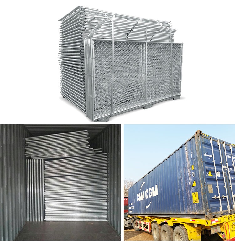8'x12' construction chain link fence panels 1⅝"(41.2mm) with a wall thickness 16ga /1.6mm mesh aperture 2¼"x2¼"(57mmx57 5