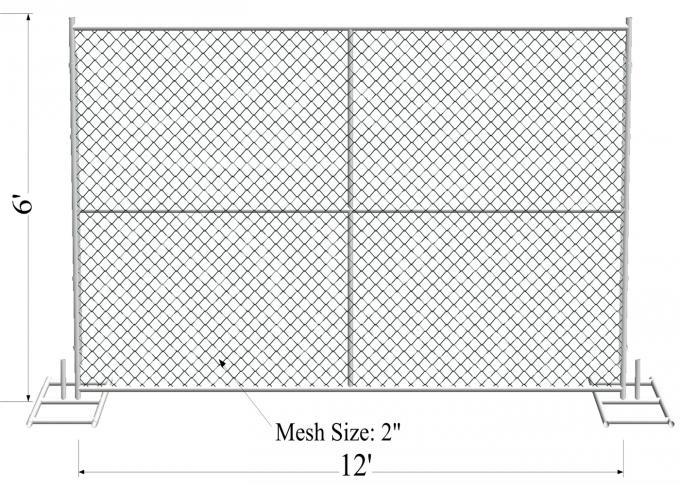6'x10' temporary chain link fence panels 1&frac12;"(38mm) wall thick 15ga/1.80mm mesh opening 2&frac14;"x2&frac14;"(57mmx57mm) 1