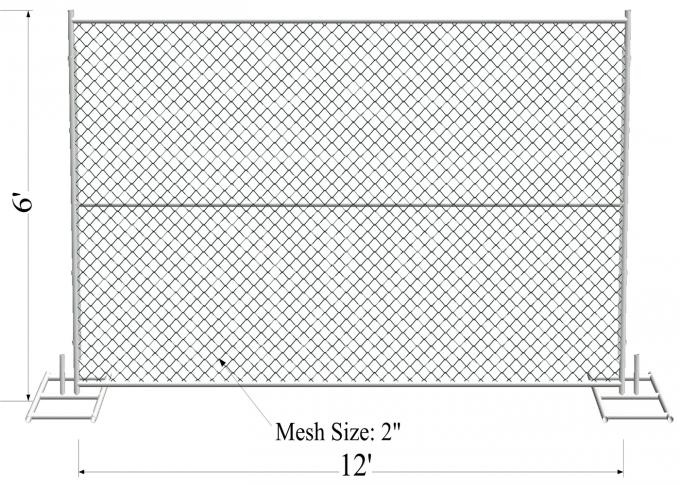 6'x10' temporary chain link fence panels 1&frac12;"(38mm) wall thick 15ga/1.80mm mesh opening 2&frac14;"x2&frac14;"(57mmx57mm) 3
