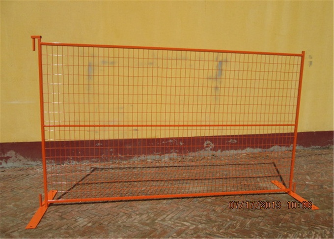 RAL 2009 powder coated construction temporary fencing 6&rsquo;/1830mm*10&rsquo;/3048mm Tubing 40mm*1.5mm  weld mesh 2"x4"*8gauge Dia 2